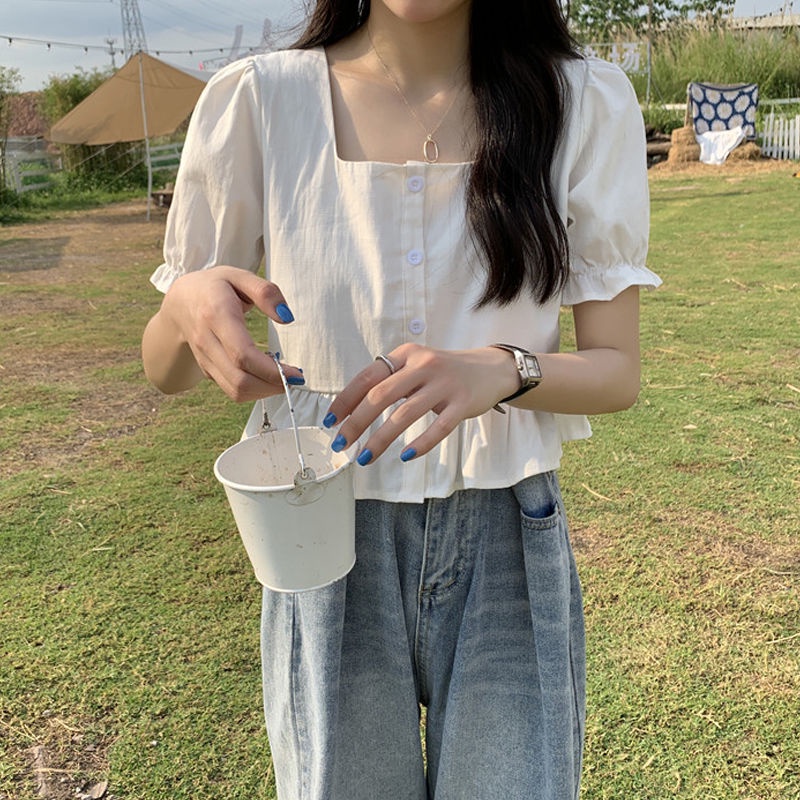 Áo Sơ Mi Tay Phồng Dáng Rộng Phong Cách Pháp Thời Trang Xuân Hè Hàng Mới Dành Cho Bạn Nữ 2022