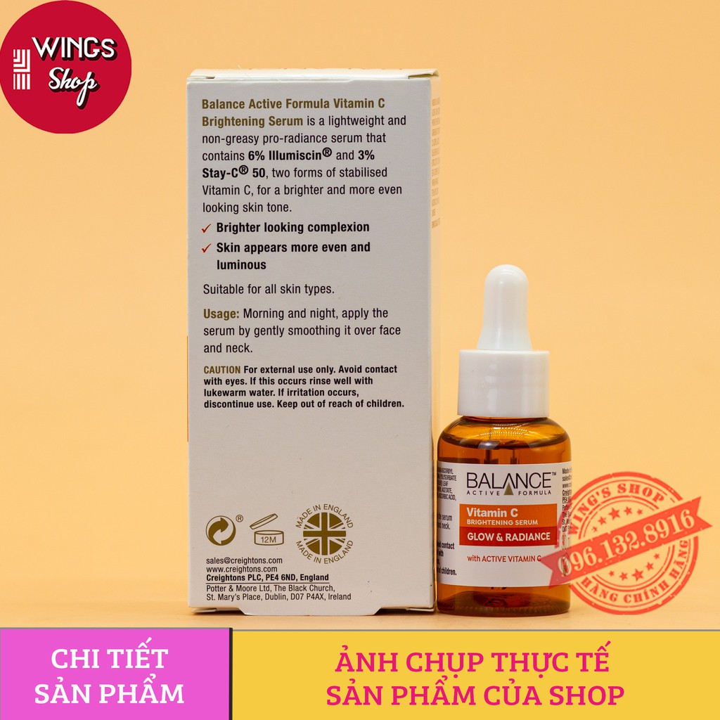 Tinh Chất Giảm Thâm, Trắng Da Balance Active Formula Vitamin C Brightening Serum 30ml | Hàng Chính Hãng