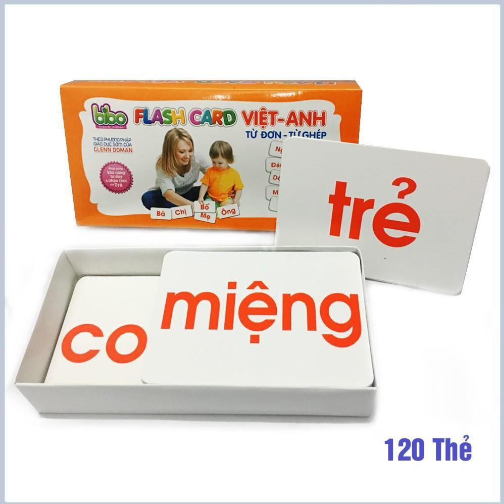 Bộ Thẻ Học Từ Đơn- Từ Ghép Cho Con Học Chữ (120 thẻ)