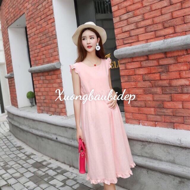 Váy bầu (Xả kho )  thiết kế tay hến(3 màu)