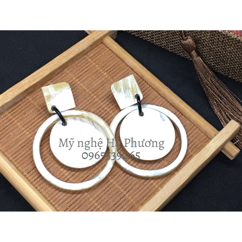 Bông tai, khuyên tai sừng trâu tự nhiên, sang trọng, quý phái