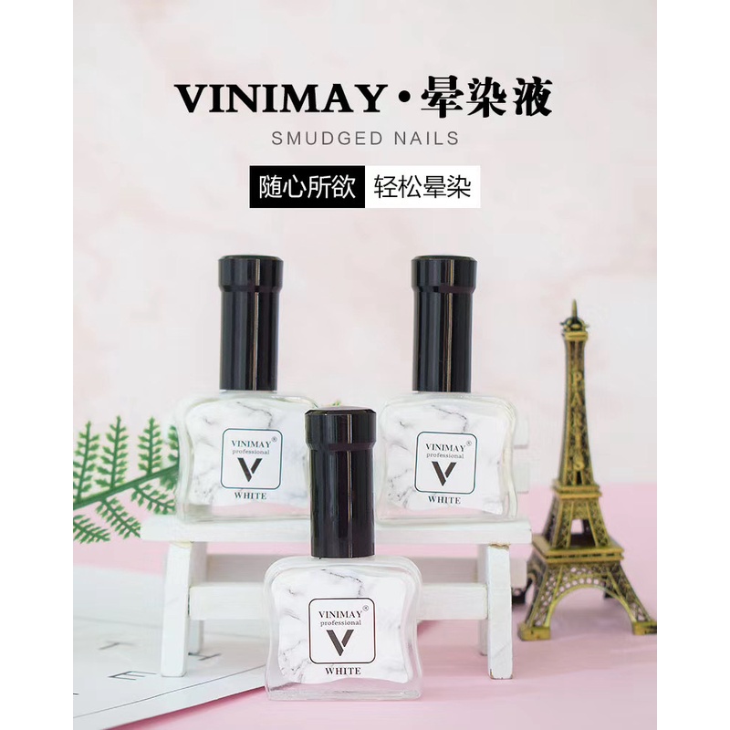 Cồn loang  trắng đen vinimay cao cấp 12ml, Loang cồn nails Vinimay thông dụng trang trí ngành nails.