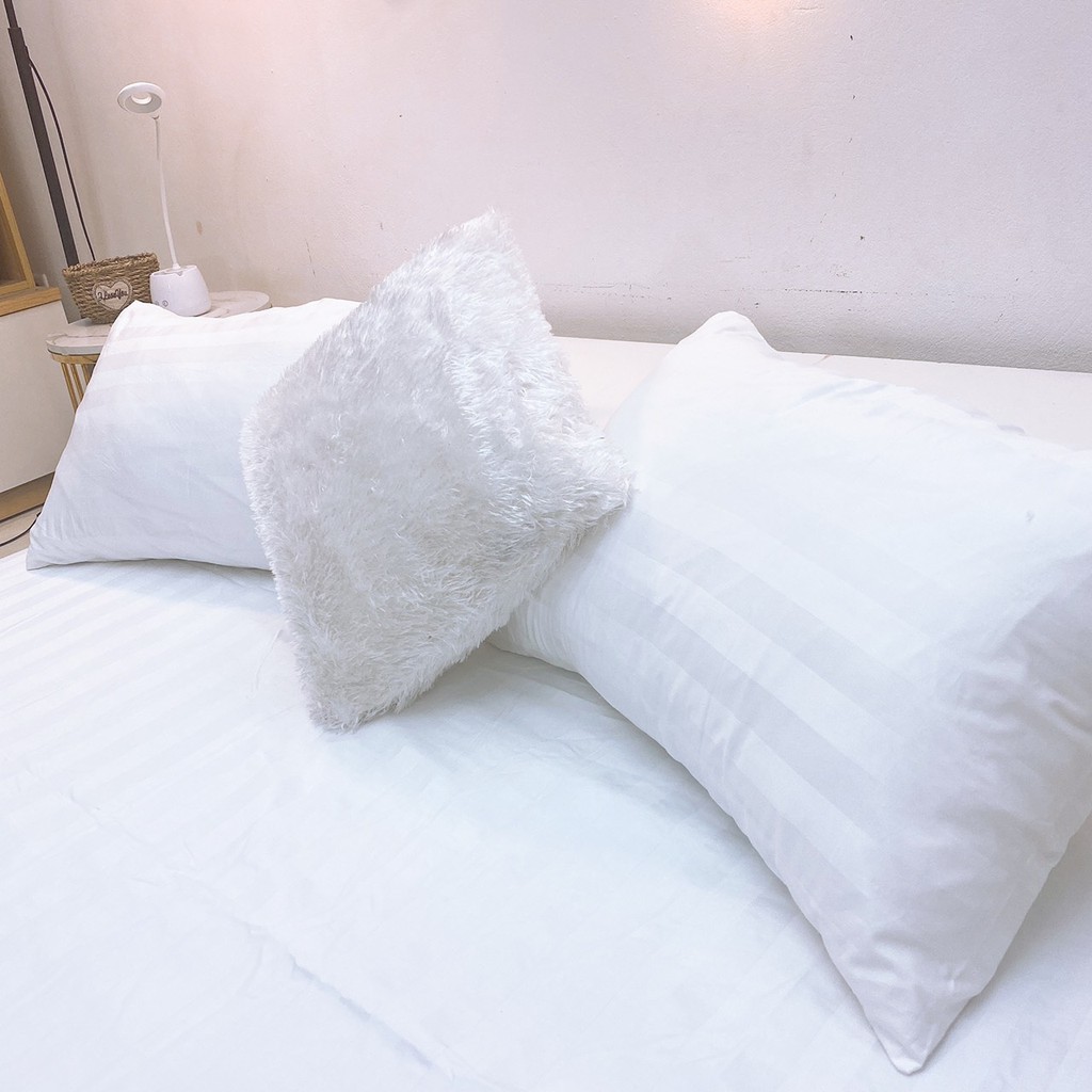 SET GA + GỐI SỌC TRẮNG KHÁCH SẠN COTTON 65% - FULLSIZE