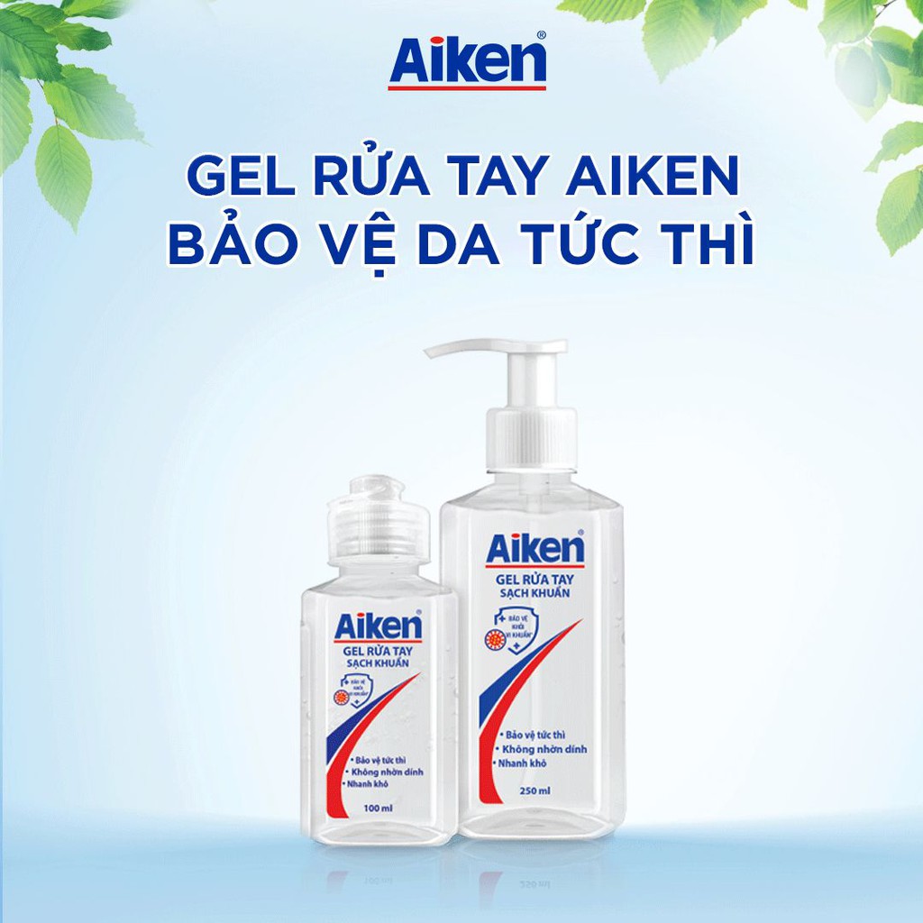 [Mã COSBDAG5 giảm 8% đơn 150k] Aiken Combo 2 Gel rửa tay Sạch khuẩn 500ml/chai Dạng vòi