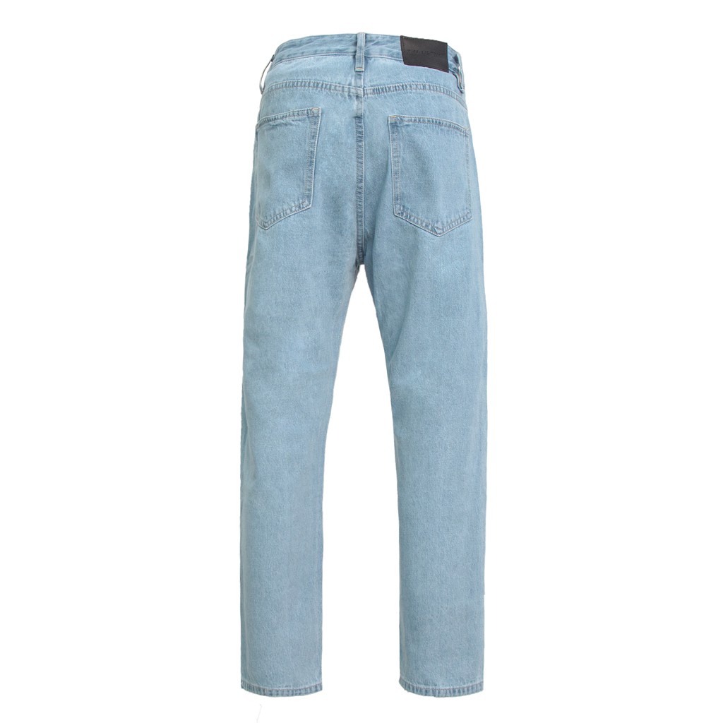 Quần Baggy Jean Ống Suông Màu Xanh Wash