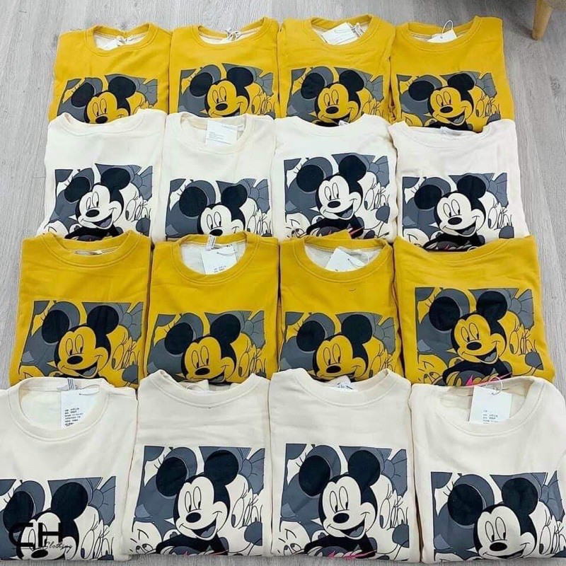 áo nỉ bông cổ tròn dài tay in mickey bY