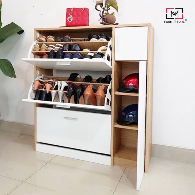 Tủ giày thông minh 3 tầng cánh quạt kèm nón bảo hiểm MW FURNITURE - Nội thất căn hộ