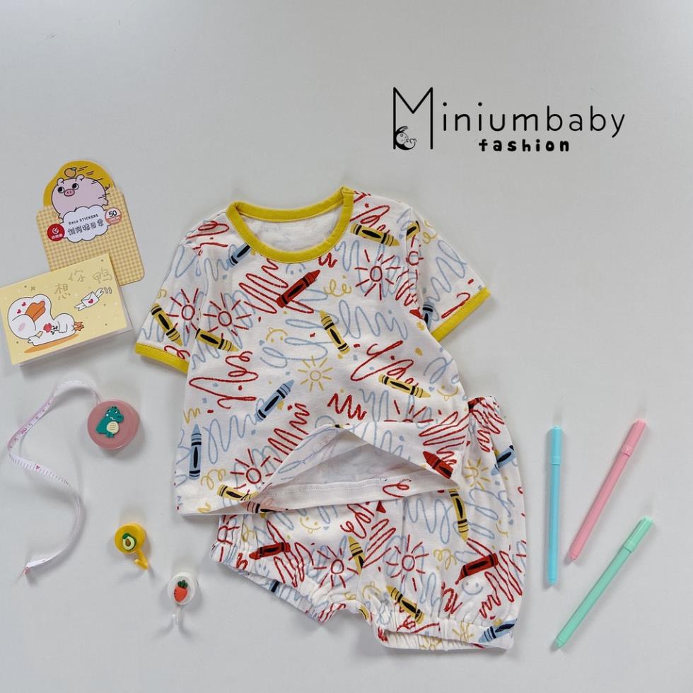 Bộ quần áo cộc tay xuân hè thiết kế xinh xắn cho bé trai MINIUMBABY chất liệu cotton - SB1054