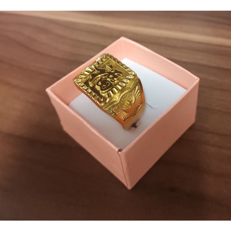 Nhẫn nam in chữ Phúc may mắn hạnh phúc tài lộc thép Titan không đen không gỉ