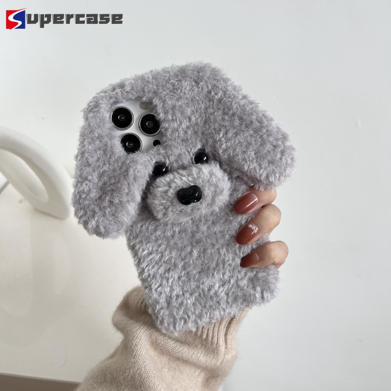 Ốp điện thoại hình chó bông 3D dễ thương thích hợp cho iPhone 13 12 11 Pro Max Mini XR XS Max X