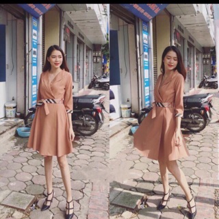 Váy sơ mi bbr qc dáng xoè- ảnh thật kèm clip