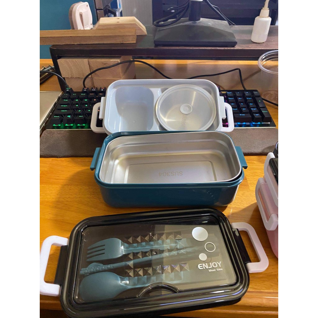 Khay Inox 304 + Bát Canh Cho Hộp Cơm Giữ Nhiệt 2 Tầng