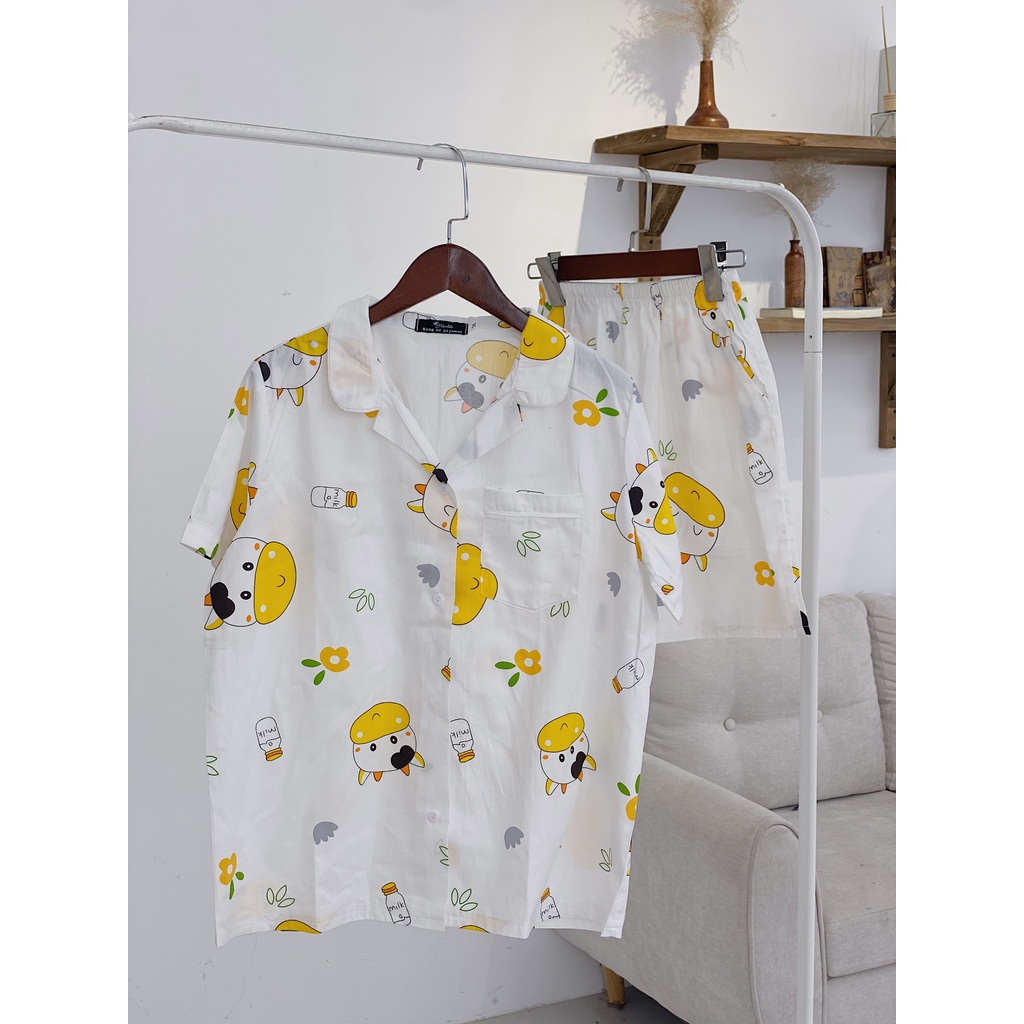 PIJAMA HỌA TIẾT TAY CỘC QUẦN CỘC ⚡️ẢNH THẬT⚡️ Bộ pijama bộ mặc nhà chất thô đẹp xịn cao cấp hàng thiết kế