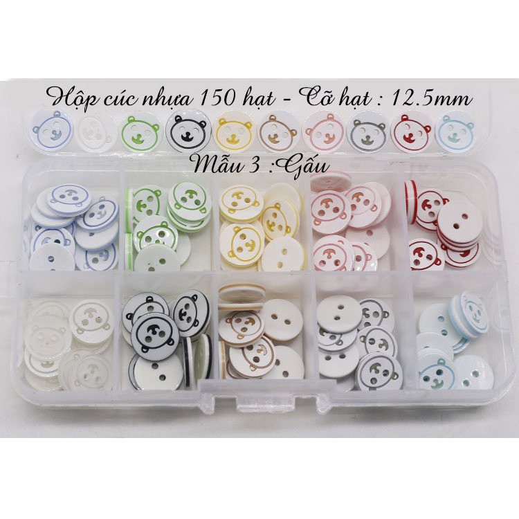 Hộp cúc áo, nút áo nhựa 150 cái nhiều mẫu