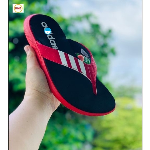 Dép Kẹp Adidas Cao Cấp Đế comfort Cao Siêu Bền Nhẹ chống trơn trượt,hàng xin (Đen quai đỏ)- FREESHIP + FULLBOX