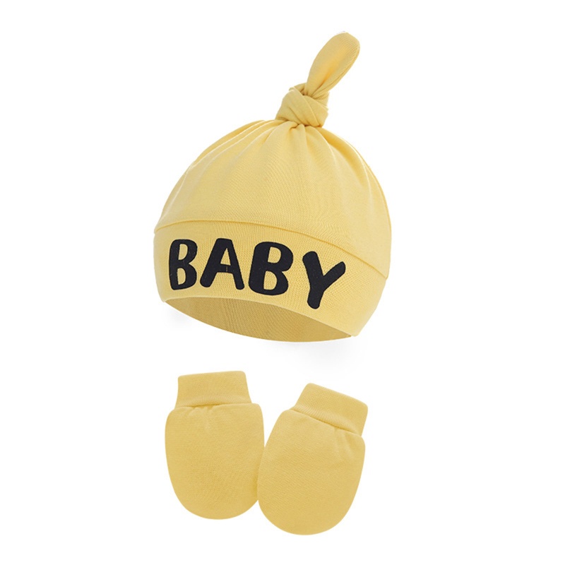 Bộ 2 Găng Tay Và Mũ Cotton Chống Trầy Xước Cho Bé Sơ Sinh