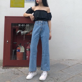 Quần jeans ống loe 2 cúc