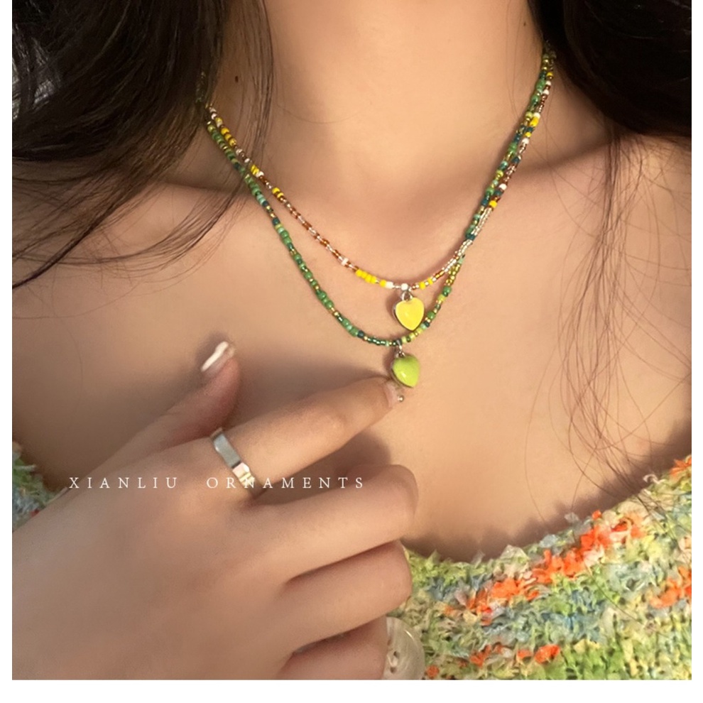 Vòng cổ Chuỗi Hạt Hình Trái Tim Thời Trang Cao Cấp Sang Trọng