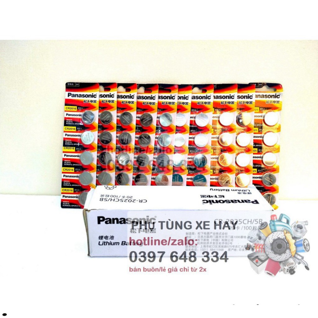 * Pin Vỉ 5 Viên Pin Panasonic CR2032 / CR2025 / CR2016 điều khiển ô tô, xe máy, đồng hồ