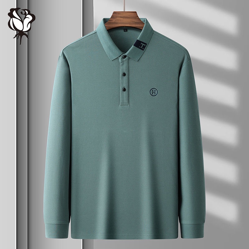 [5 Màu] Vận chuyển nhanh Áo thun nam Thêu dài tay Áo thun cotton ve áo Polo Thanh niên Hàng đầu giản dị | BigBuy360 - bigbuy360.vn