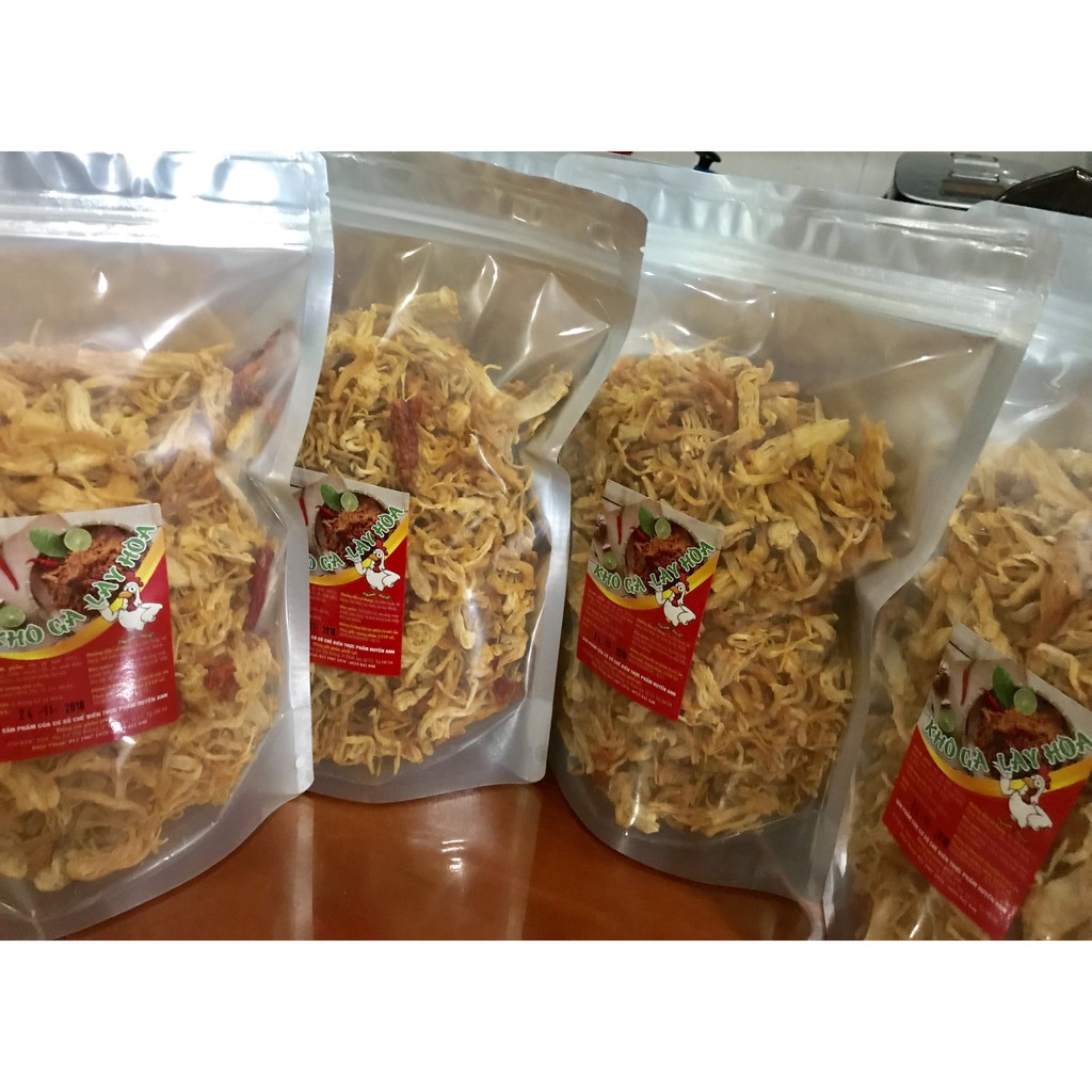 500g Khô gà Bơ tỏi cay  Lày Hoà: 1 túi zipper 500gr