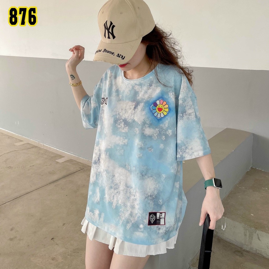 Áo thun nam nữ loang màu form rộng tay lỡ Unisex Freesize