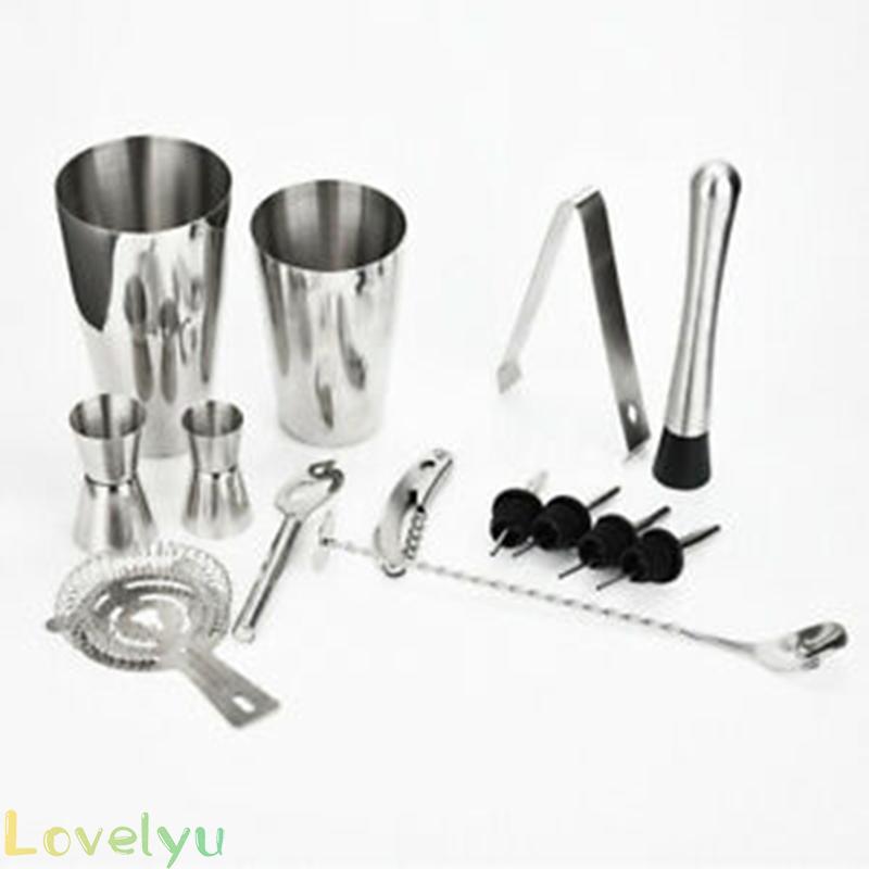 14Pcs/Set Drink Wine Liquor Shaker Mixer Maker Anti-rust Bartender Bar Tool Kit High quality stainless refined, durable, easy to clean and care