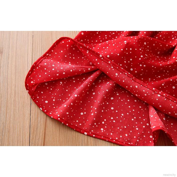 Đầm công chúa tay dài hoạ tiết chấm bi phong cách Hàn Quốc cho bé gái