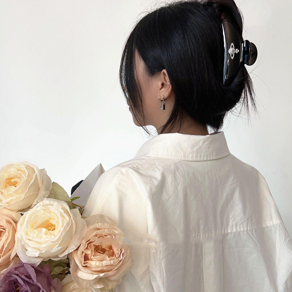 JARRED Kẹp Tóc Kim Loại Hình Cá Mập Màu Bạc Thanh Lịch Cho Nữ