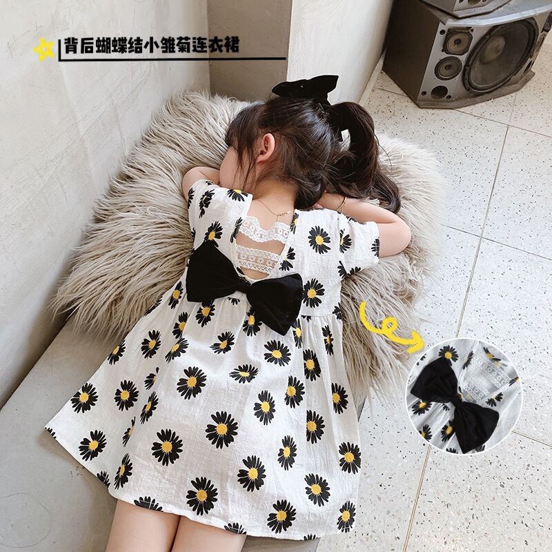 Váy thô đũi hoa cúc nơ lưng