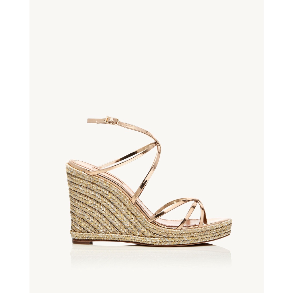 Giày Cao Gót Đế Cói Dạng Xuồng Nữ Quai Đan Chéo Màu Gold Màu Bạc, Giày Sandal Cói Cho Nữ Cao Cấp Hàng Hiệu 10 Phân
