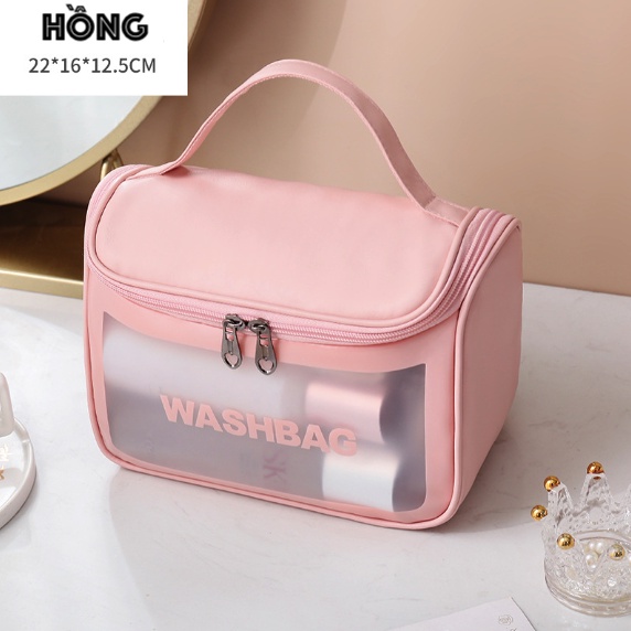 Túi WASHBAG Dạng Hộp Có Nắp Khoá Đựng Mỹ Phẩm, Dụng Cụ Trang Điểm