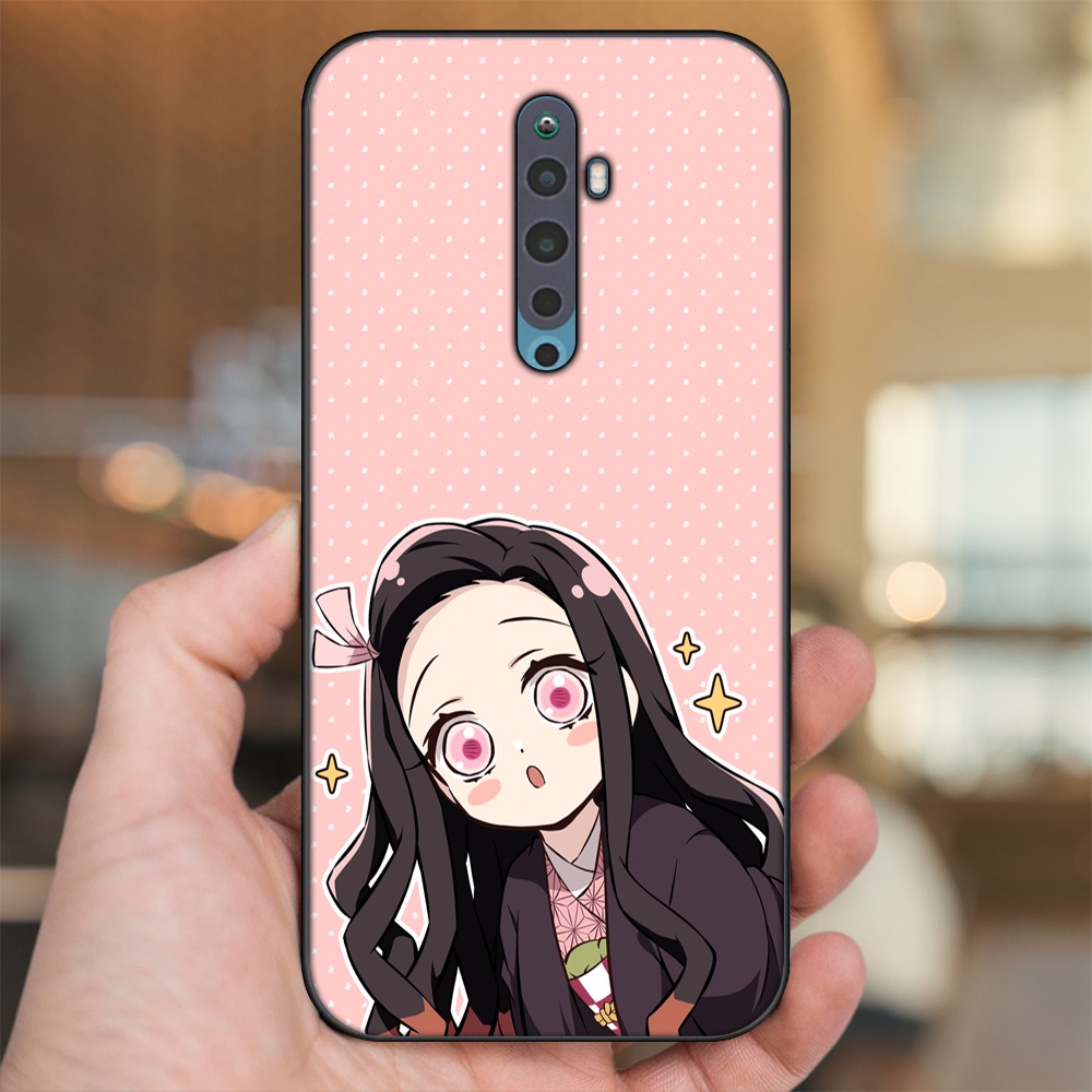 Ốp lưng Oppo Reno 2F viền đen in hình Nezuko Kimetsu no Yaiba