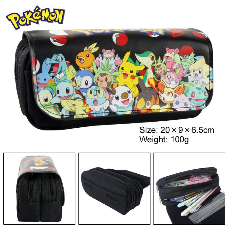 Pokemon 3d PU Canvas Cartoon Pencil Case Boys and Girls School Supplies Wallet Gifts