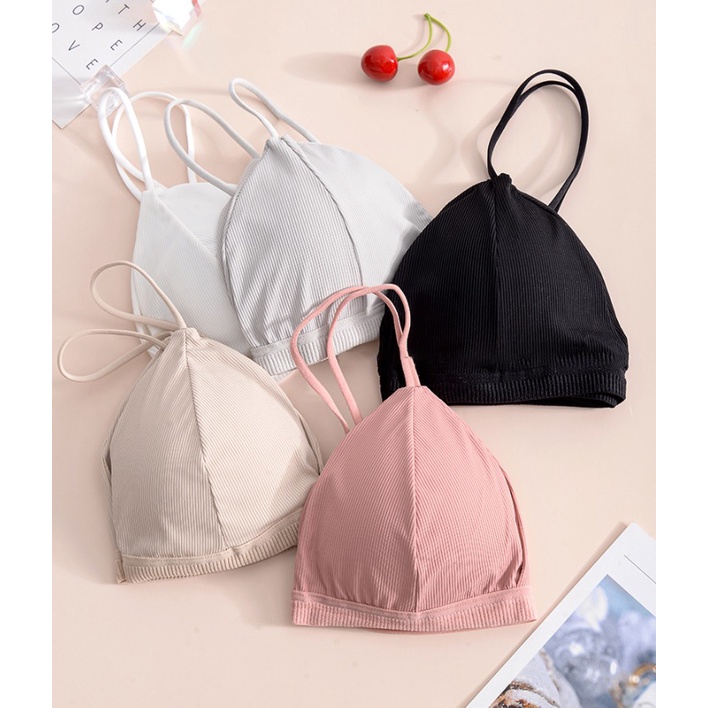 Áo bra nữ vải tăm tre hai dây, thiết kế đơn giản, trẻ trung, dễ phối đồ, phù hợp dưới 55kg  Anna Shop