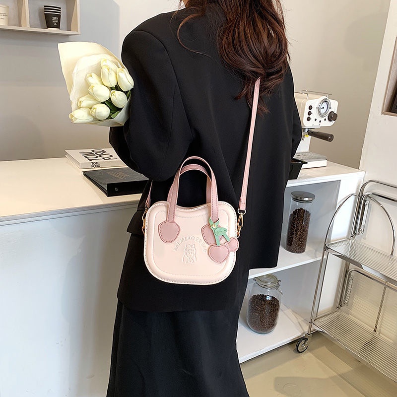 Túi Đeo Chéo Hình Vuông Cỡ Nhỏ Họa Tiết Cherry Dễ Thương Thời Trang Mùa Hè 2022 Phong Cách Hàn Quốc Cho Bạn Gái