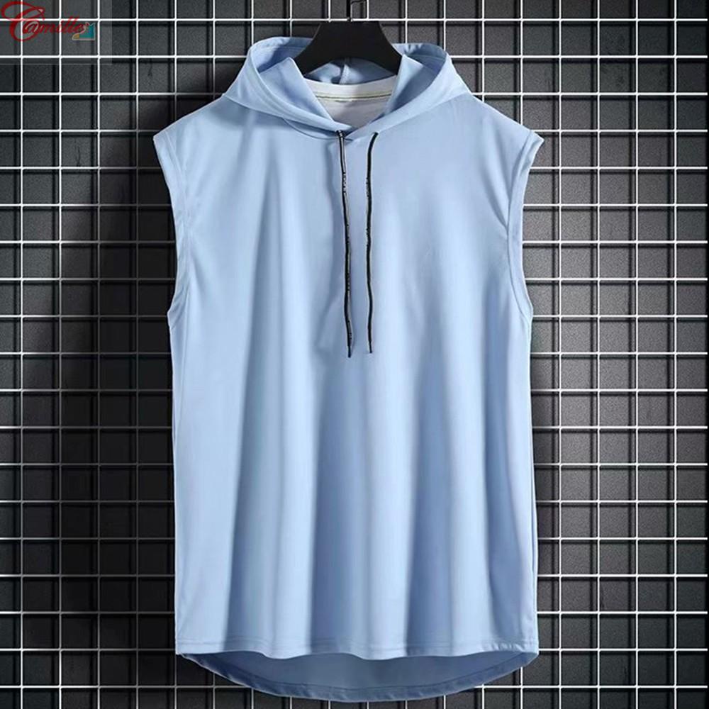 Áo hoodie sát nách vải mỏng thời trang mùa hè cho nam