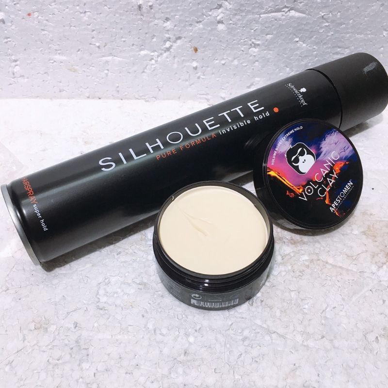 Combo Gôm xịt tóc nam tạo kiểu tóc silhouette + sáp wax tạo kiểu giữ nếp clay mặt khỉ