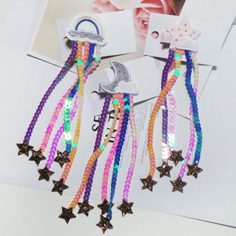 Kẹp Tóc Chống Trượt Đính Kim Sa Hình Sao Băng Dễ Thương Dành Cho Bé Gái