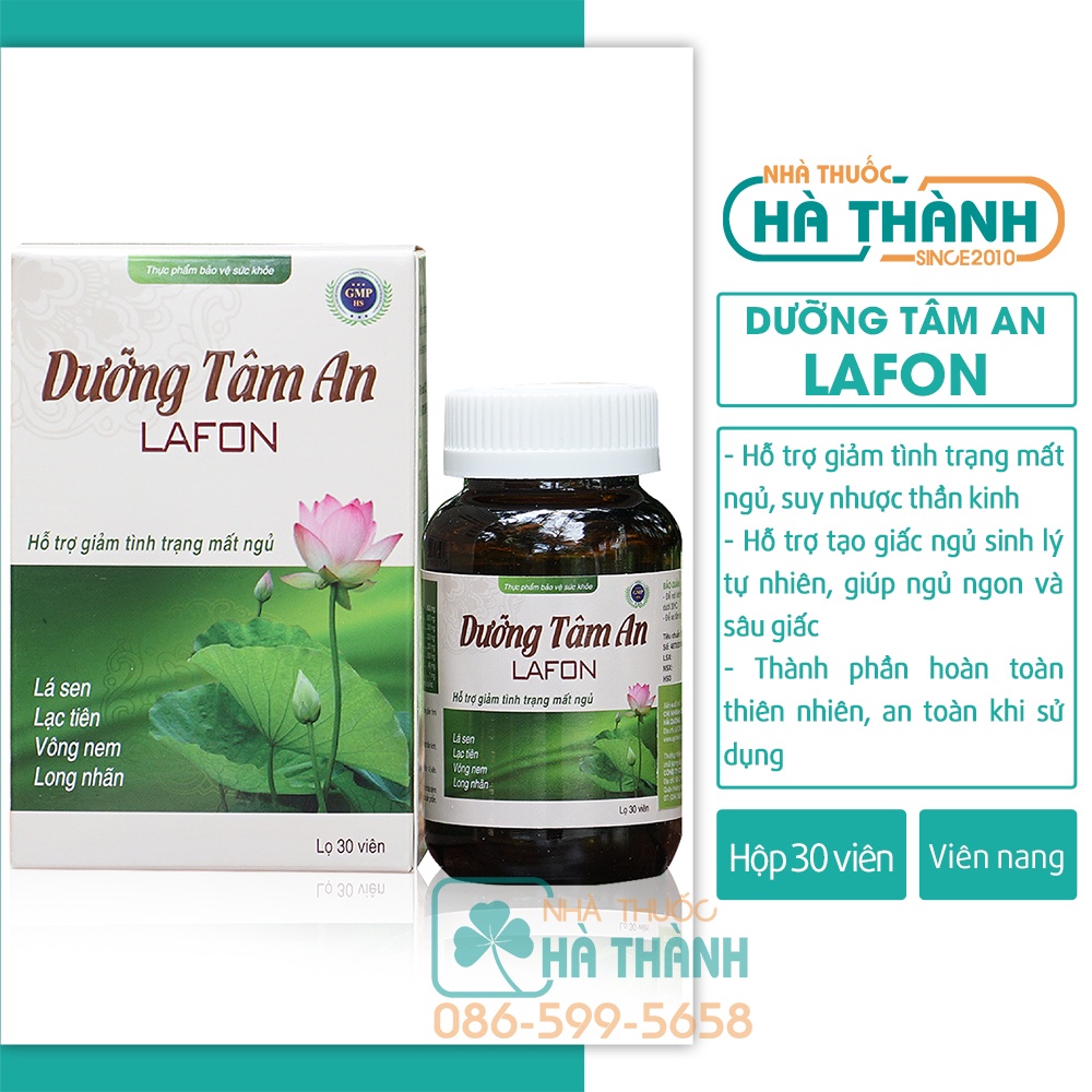 Mất ngủ Dưỡng tâm an Lafon thuốc ngủ hỗ trợ ngủ ngon cho người khó ngủ giúp ngủ ngon và sâu giấc, Hộp 30 viên