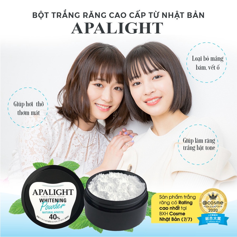 Bột đánh trắng răng APALIGHT Đánh bay đến 95% vết ố vàng, làm bật tone răng tức thì trong 7 ngày