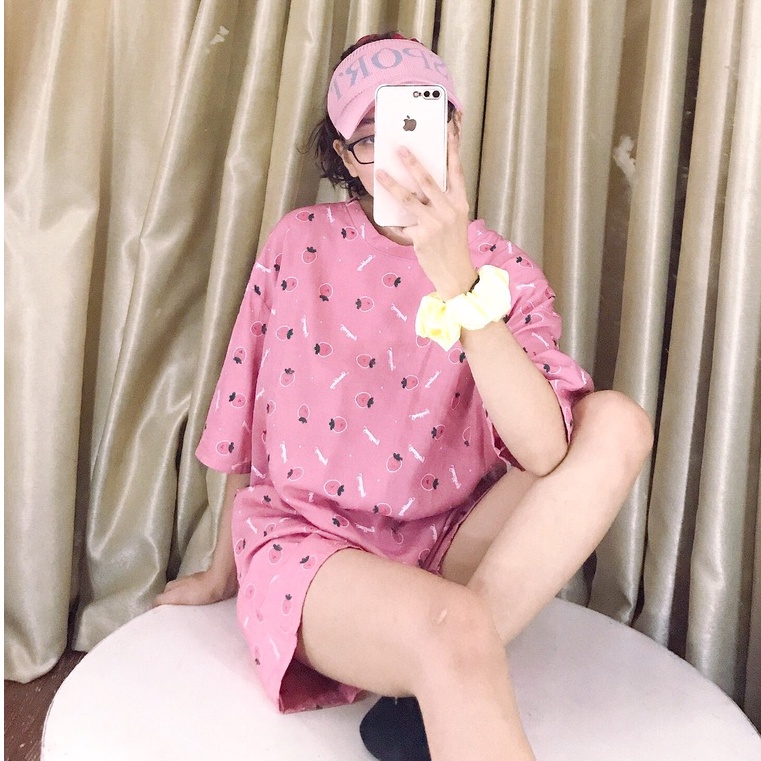 Bộ đồ ngủ Nữ Cotton Cao Cấp họa tiết dâu tây dễ thương - Thuy24store