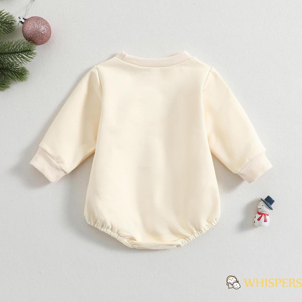 Bộ Áo Liền Quần Tay Dài Cổ Tròn In Họa Tiết Giáng Sinh Dễ Thương Cho Bé