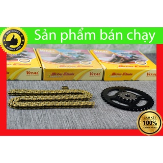 Nhông sên dĩa ex 135, exciter 135, ex135 4 số sên vàng 9 ly hiệu vital- nsd, xích đĩa tải chính hãng thái lan