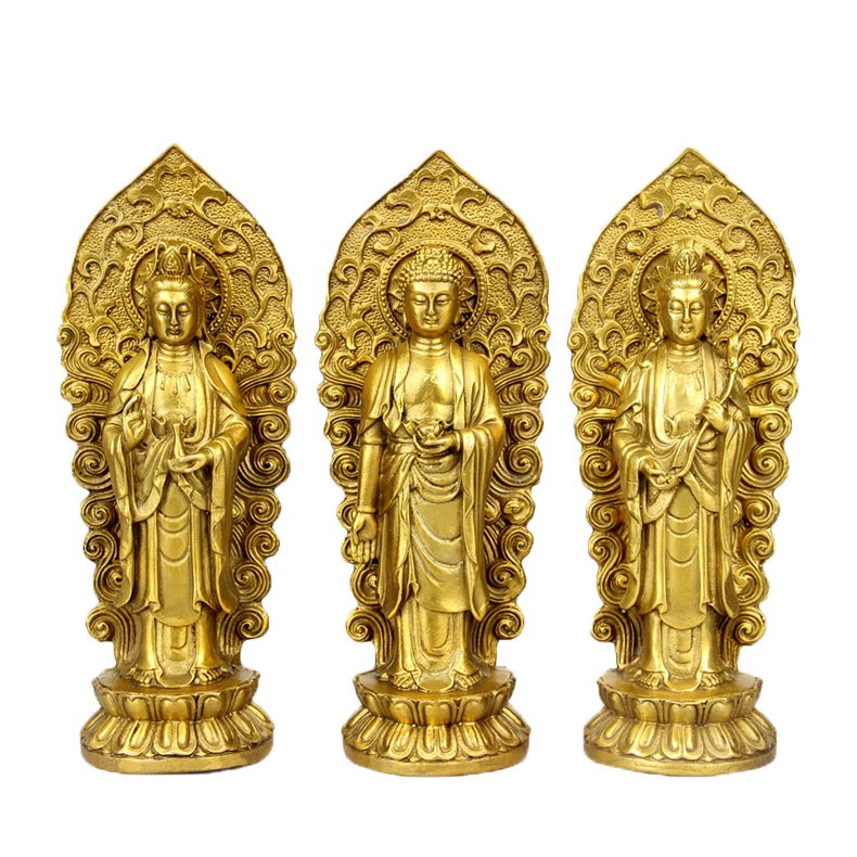 Bộ 3 pho Tượng Tam Thế Phật bằng đồng thau cỡ trung