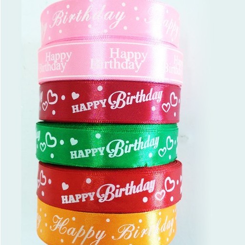 Ruy băng trang trí chữ Happy Birthday - bản 20mm dài 25M