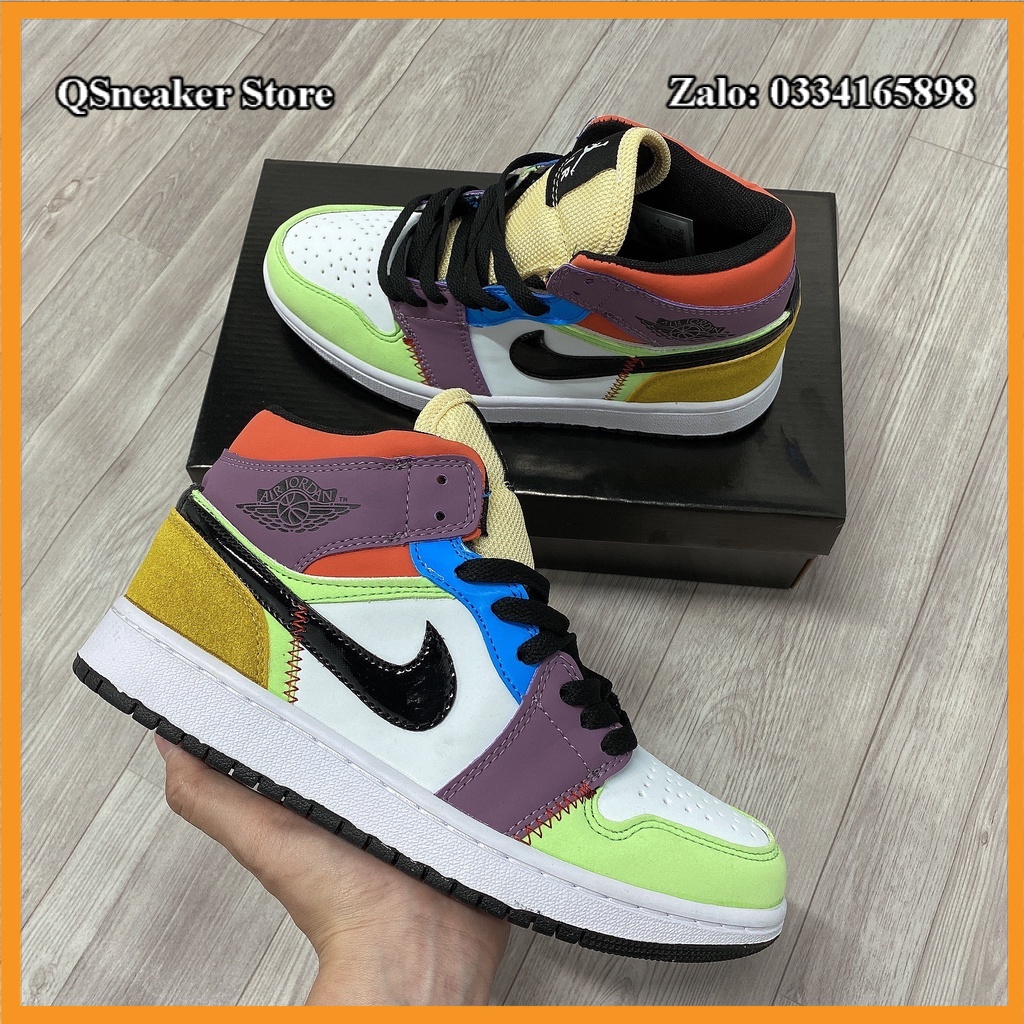 Giày Sneaker Jordan 1 High Nam Nữ 7 Màu Multi Color Cao Cổ Fullbox Êm, Bền, Đẹp