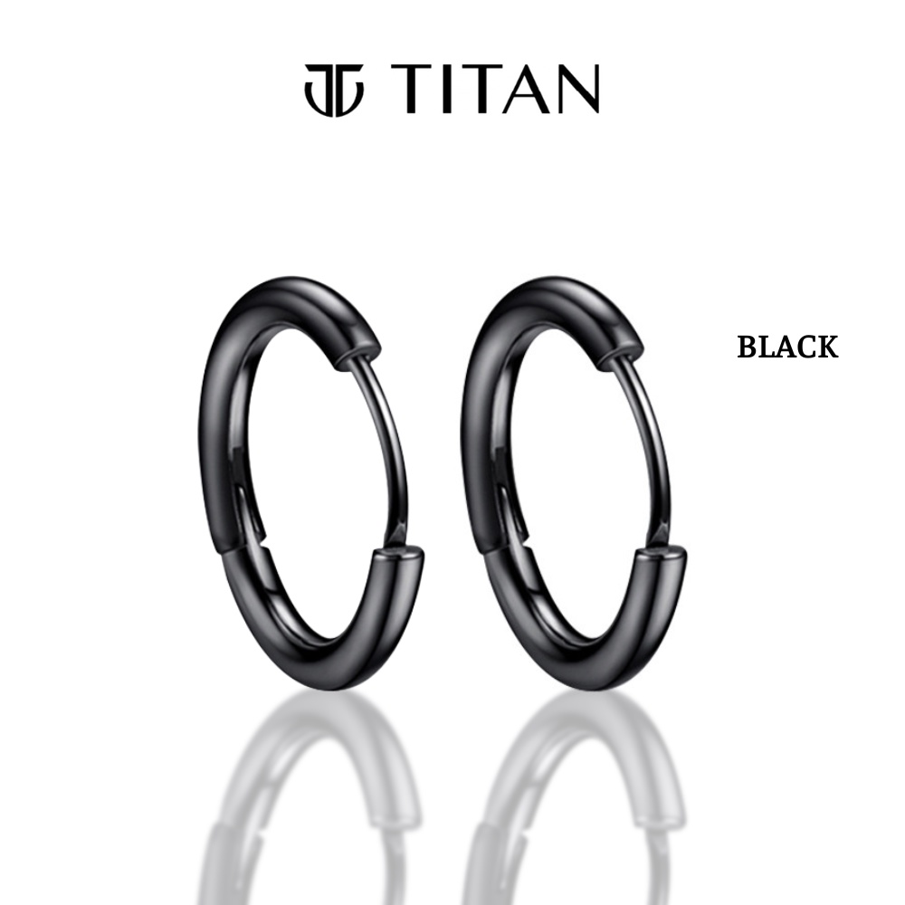 Khuyên tai nam nữ tròn unisex đen trắng, bông tai xỏ lỗ cá tính màu bạc 925 không gỉ, khuyên kẹp vành tai Titan Shop