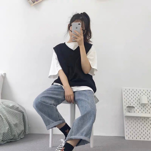 [HÌNH THẬT] Áo gile trơn Hàn Quốc Unisex Nam Nữ