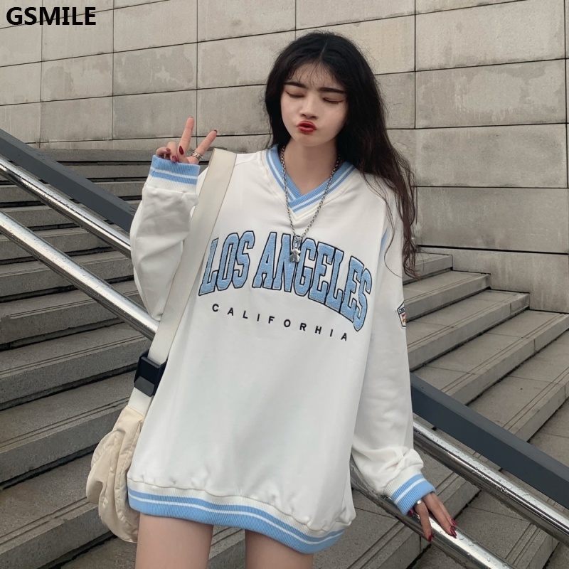 Áo Sweater  Mỏng In Màu Dài Giữa Cổ Chữ V